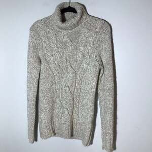 La Fee Maraboutee turtleneck long sleeve cable knit cream tan sweater soft sz 2